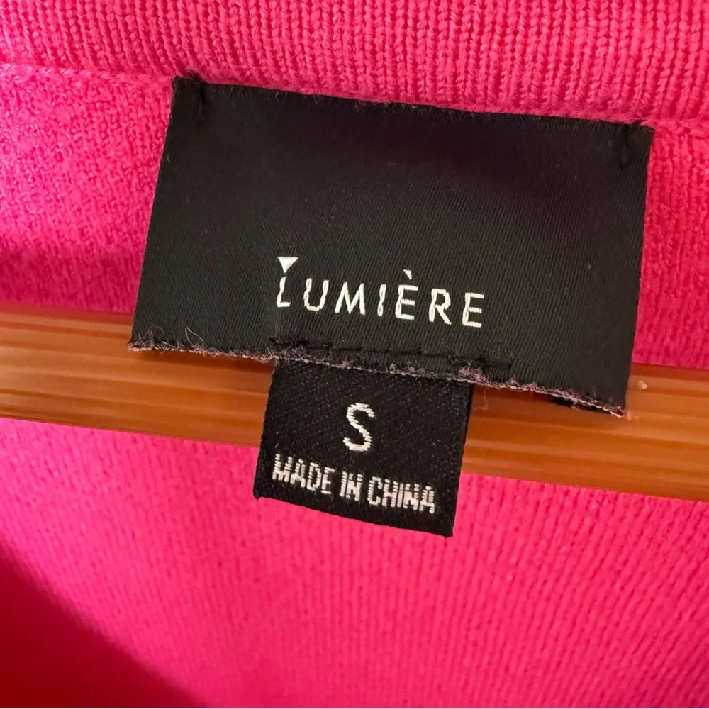 Lumière Hot Pink V-Neck Cropped Sweater – Size Small - Picture 3 of 4